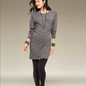 Cabi Obsidian Put On Gray Crewneck Sweater Dress #3650